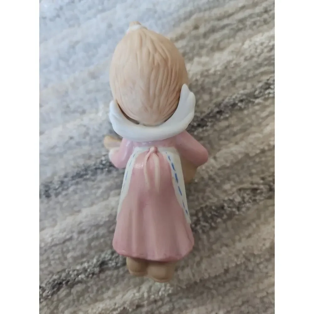 Vintage Betsey Clark Angel Porcelain Ornament Hallmark 1984 Banjo Girl Pink